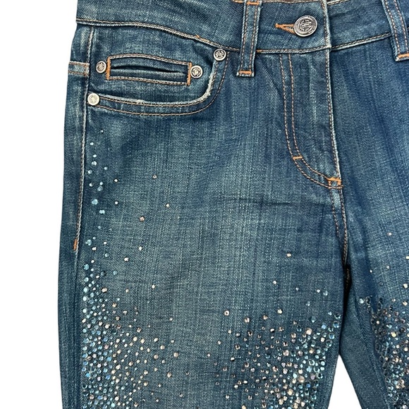 ROBERTO CAVALLI DIAMOND/ RHINESTONES EMBELLISHED BLUE JEANS SIZE IT40/US Medium - Picture 2 of 12